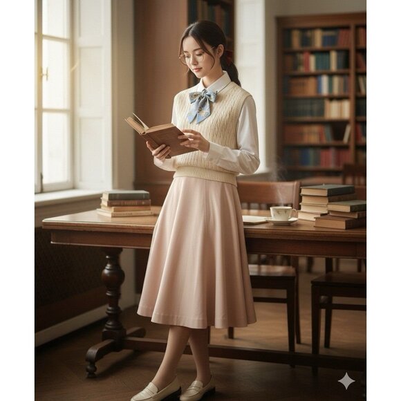 Liz Claiborne Vtg 80s Pure Wool Skirt Sz 8 A Line Preppy 1980s Light Acedemic - Picture 1 of 8